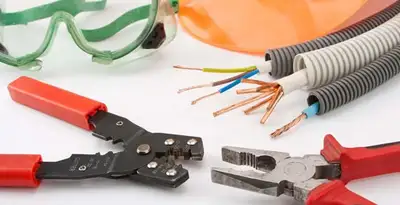 Electrical wiring repair with professional tools and safety equipment in Verona, WI